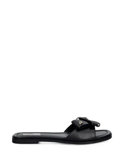 Love Moschino Bow-detail Heart-plaque Sandals In Black