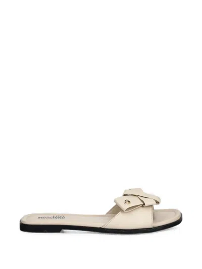 Love Moschino Bow-detail Heart-plaque Sandals In White