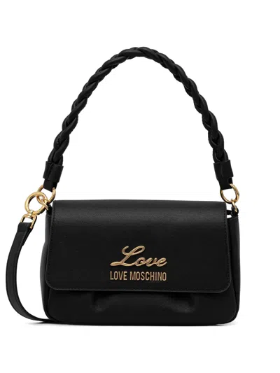 Love Moschino Braided-handle Logo-detail Tote Bag In Black