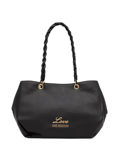 Love Moschino Braided-handle Tote Bag In Black