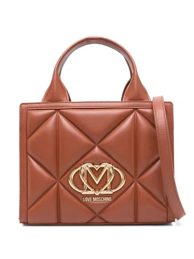 Love Moschino Braune Gesteppte Umhängetasche  In Brown