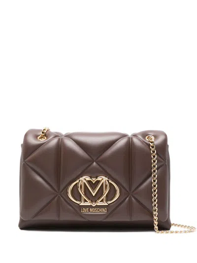 Love Moschino Braune Gesteppte Umhängetasche  In Brown
