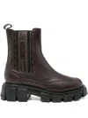 Love Moschino Brown Calfskin Ankle Boots  In Brown