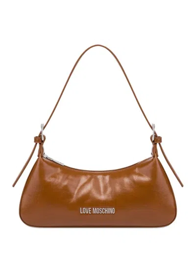 Love Moschino Brown Polyurethane Shoulder Bag With Adjustable Straps