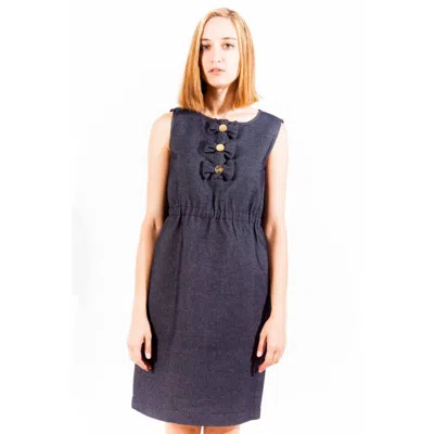 Love Moschino Button-front Cotton Blend Shift Dress In Blue