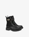 Love Moschino Calf And Nylon Ankle Boots In Black