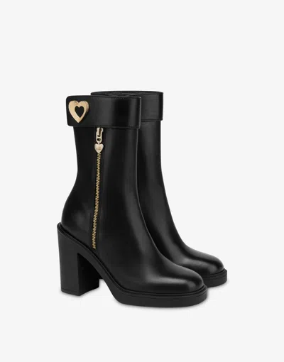 Love Moschino Calf Ankle Boots In Black