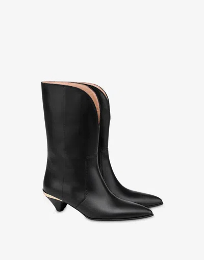 Love Moschino Calf Ankle Boots In Black
