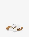 Love Moschino Calf Sandals With Double Heart Buckle Strap In White