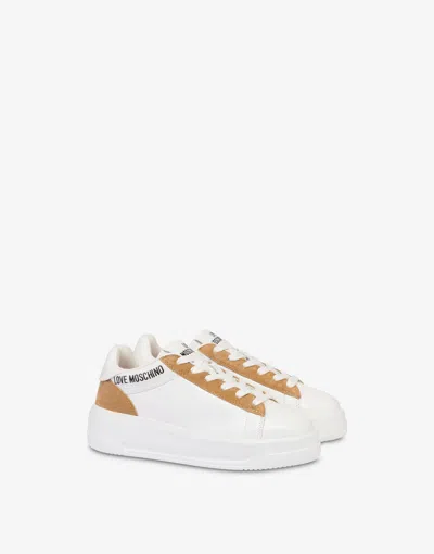 Love Moschino Calfskin Sneakers Eclipse In White