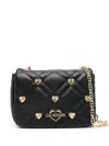 Love Moschino Quilted Shoulder Bag With Heart Embellishments In Black