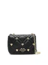 Love Moschino Quilted Shoulder Bag With Heart Embellishments In Black