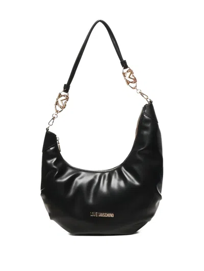 Love Moschino Asymmetric Jewel Hobo Bag In Black
