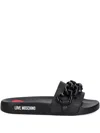 Love Moschino Chain-detail Slides In Black