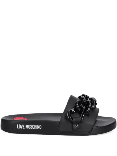 Love Moschino Chain-detail Slides In Black