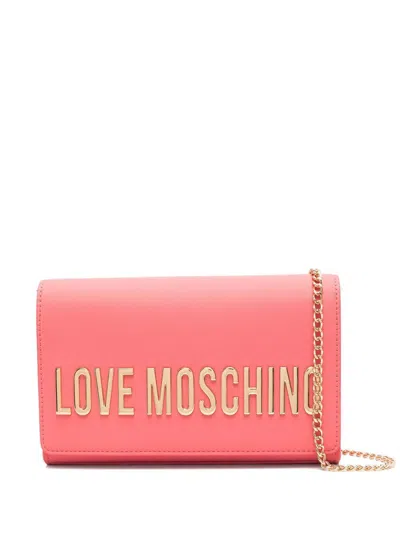 Love Moschino Chain Logo Clutch In Pink