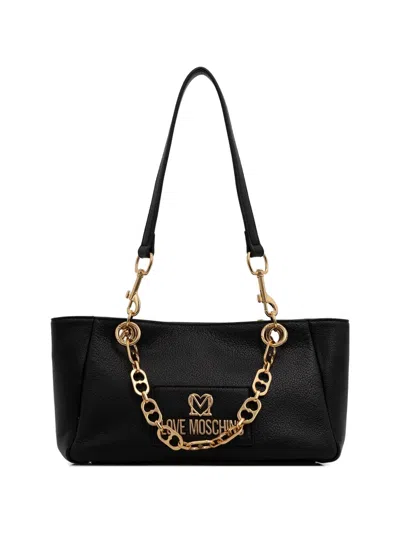 Love Moschino Chain Logo-plaque Tote Bag In Black
