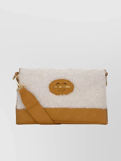 Love Moschino Chain Strap Cross-body Bag With Contrast Texture In White