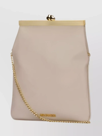 Love Moschino Chain Strap Cross-body Bag With Gold-tone Hardware In Beige