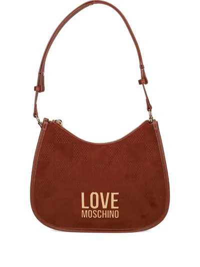 Love Moschino Checked-pattern Shoulder Bag In Brown