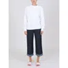 LOVE MOSCHINO CHIC BLUE COTTON TROUSERS WITH TURN-UP CUFF