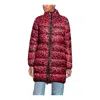 Love Moschino Chic Leopard Print Long Down Jacket In Red