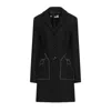 LOVE MOSCHINO CHIC WOOL BLEND BLACK COAT WITH HEART DETAIL