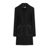 Love Moschino Topstitched Wool-blend Felt Coat In Black