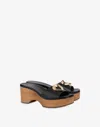 Love Moschino Clogs In Calfskin With Heart In Black