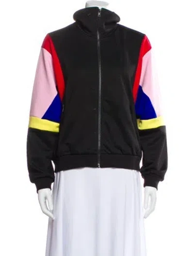 Pre-owned Love Moschino Colorblock Pattern Bomber Jacket In Black