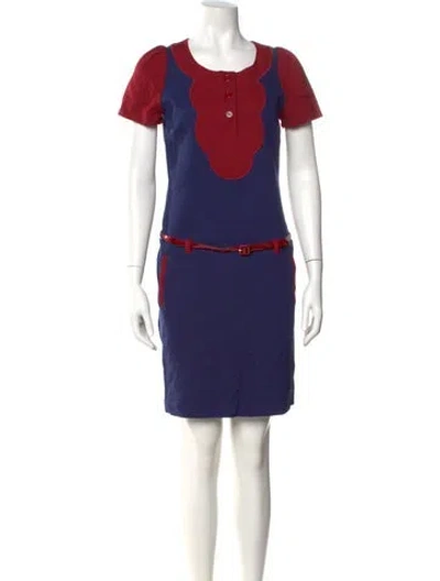 Pre-owned Love Moschino Colorblock Pattern Mini Dress In Blue