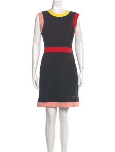 Pre-owned Love Moschino Colorblock Pattern Mini Dress In Gray