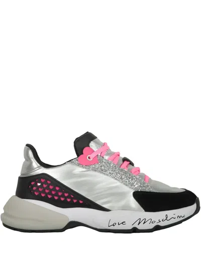 Love Moschino Colour-block Sneakers In Silver
