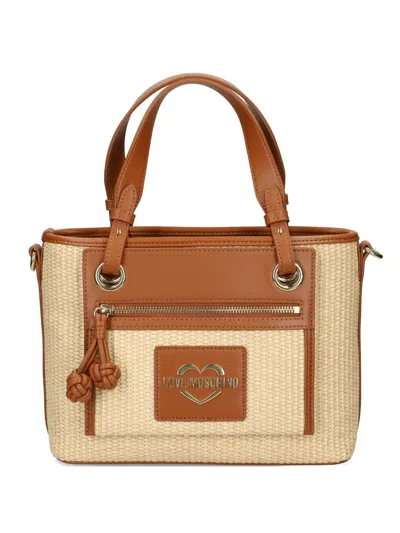 Love Moschino Contrasting-trim Tote Bag In Brown