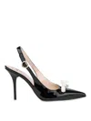 Love Moschino Patent Slingbacks Sleek Bow In Black