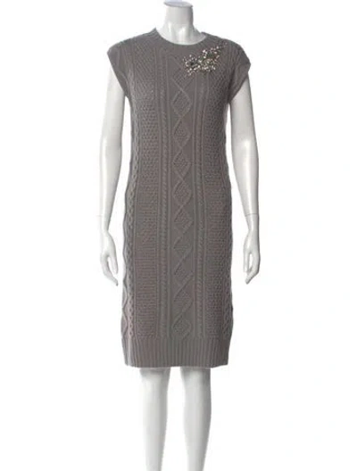 Pre-owned Love Moschino Crew Neck Knee-length Dress In Gray