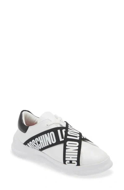 Love Moschino Crisscross Logo Low Top Sneaker In White