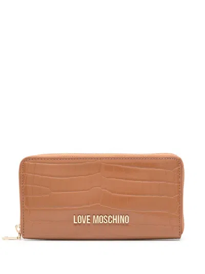 Love Moschino Croc-effect Wallet In Brown