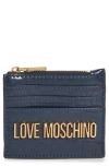 LOVE MOSCHINO CROC EMBOSSED FAUX LEATHER ZIP CARD WALLET