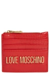 LOVE MOSCHINO CROC EMBOSSED FAUX LEATHER ZIP CARD WALLET