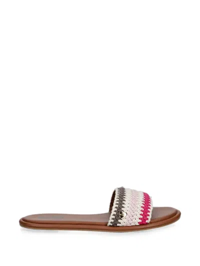Love Moschino Crochet-knit Logo-plaque Sandals In Neutral