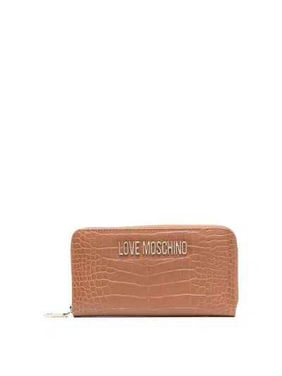 Love Moschino Croco Print Wallet In Brown