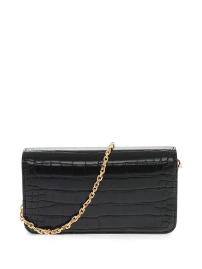Love Moschino Crocodile-effect Logo-emebllished Shoulder Bag In Black