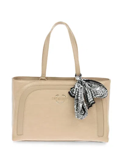 Love Moschino Crocodile-effect Tote Bag In Neutral