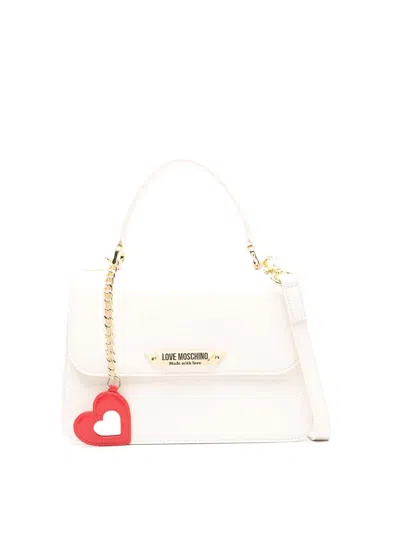 Love Moschino Handtasche Mit Logo-schild In White