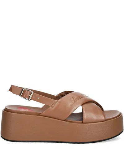 Love Moschino Crossover-strap Platform Sandals In Brown