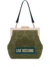 Love Moschino Crystal-embellished Clutch Bag In Green