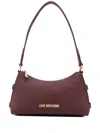 Love Moschino Cutout Leather Clutch Bag In Burgundy