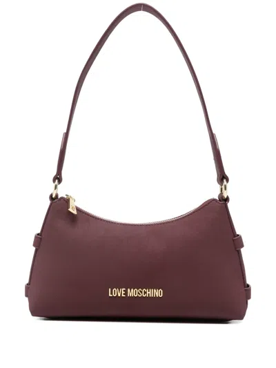 Love Moschino Cutout Leather Clutch Bag In Burgundy
