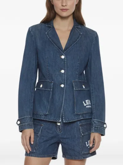 Pre-owned Love Moschino Denim Blazer And Shorts Set In Blue